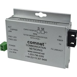 ComNet Industrially Hardened 100Mbps Media Converter with 48V POE, Mini, SFP Required