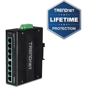 TRENDnet 8-Port Hardened Industrial Unmanaged Gigabit 10/100/1000Mbps DIN-Rail Switch w/ 8 x Gigabit PoE+ Ports; TI-PG80B; 24 ? 56V DC Power inputs with Overload Protection