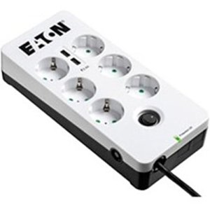 Eaton PB6UD Protection Box 6 DIN, 10A, Input: Schuko, Output: (6) Schuko, (2) USB Charging Ports
