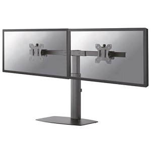 Neomounts FPMA-D865DBLACK Tilt/Turn/Rotate Desk Stand for two 10-27" Monitor Screens, Adjustable, Black