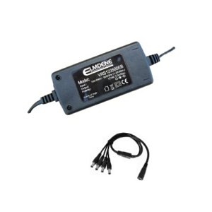 Elmdene VRS125000EE-4 12V DC Encapsulated CCTV SmPSU with 4-way Splitter Cable, Euro Plug