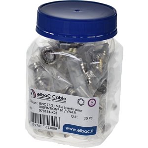 Elbac 970181-K03 BNC Crimp Connector, 30-Pack