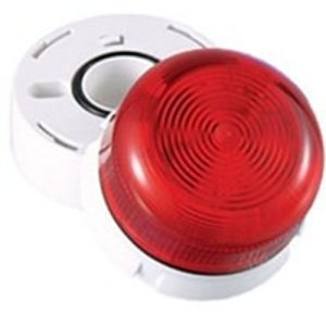 Klaxon QBS-0060 Flashguard Static-Flashing LED Beacon 11-35V DC 50mA, IP65, White Body and Red Lens