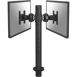 Neomounts FPMA-D050DBLACK Tilt/Turn/Rotate Dual Desk Mount for two 10"-27" Monitor Screens, Adjustable, Black