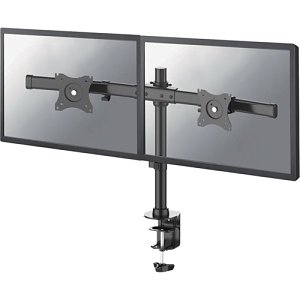 Neomounts FPMA-DCB100DBLACK Turn/Tilt/Rotate Dual Desk Mount for two, 19-27" Monitor Screens, Black