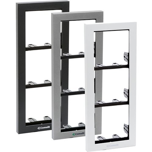 Comelit PAC 3311-4A Ikall Metal Series, 4-Module Holder with Finishing Frame, Aluminum, Weather-Resistant Paint, Grey