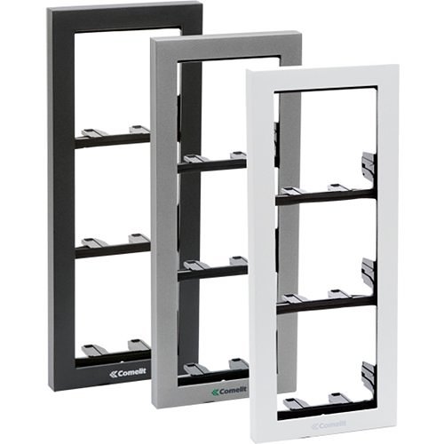 Comelit PAC 3311-3A Ikall Metal Series, 3-Module Holder with Finishing Frame, Aluminum, Weather-Resistant Paint, Grey