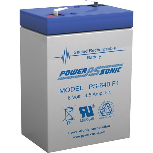 Power Sonic PS-640 PS Series, 6V, 4.5AH, Sealed Lead Acid Rechargable Battery, 20-Hr Rate Capacity