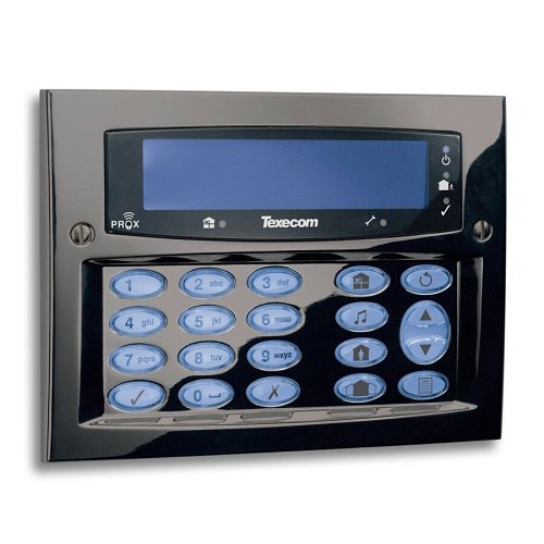 Texecom DBD-0125 Premier Elite Series, 32-Character LCD Display Programmable Keypad with TouchtOne Backlit Keys, Built-in Proximity Tag Reader Wall Mount, Gun-Metal