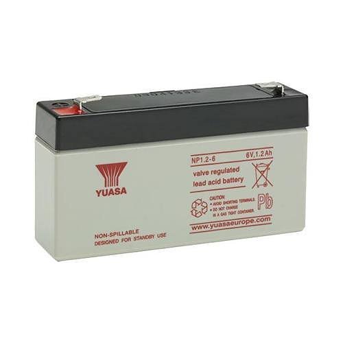 Yuasa NP1.2-6 Industrial NP Series, 6V 1.2Ah Valve Regulated Lead Acid Battery, 20-Hr Rate Capacity, General Purpose