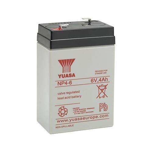 Yuasa NP4-6 Industrial NP Series, 6V 4Ah Valve Regulated Lead Acid Battery, 20-Hr Rate Capacity, General Purpose