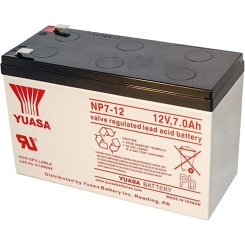 Yuasa NP7-12 Industrial NP Series, 12V 7Ah Valve Regulated Lead Acid Battery, A-D Terminals, 20-Hr Rate Capacity, General Purpose