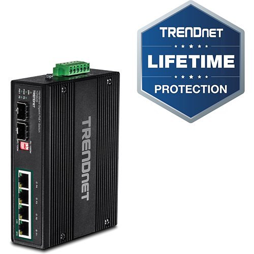 TRENDnet TI-PG62B 6-Port Industrial Gigabit PoE+ Din-Rail Switch