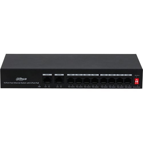 Dahua PFS3010-8ET-65 Desktop , 10-Port PoE Switch, 8 x 10-100M Base-TX, 65W