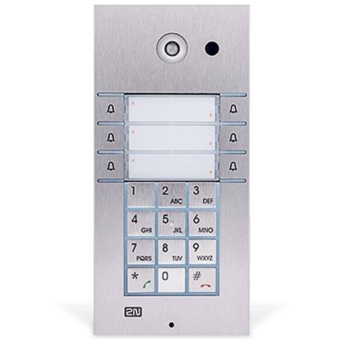 2N IP Vario 1-Button Intercom Door Station Module with Camera and Keypad, Silver