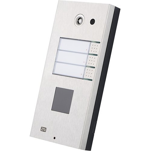 2N Analog Vario, 3-Button Intercom Door Station Module with Camera, Supports Card Readers, Silver