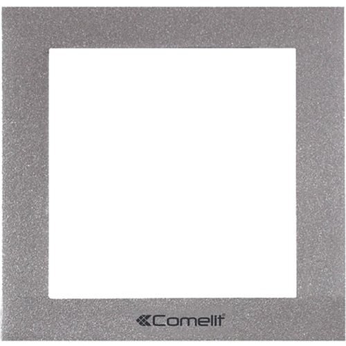 Comelit PAC 3311-1S Ikall Metal Series, 1-Module Holder with Finishing Frame, Aluminum, Weather-Resistant Paint, Silver