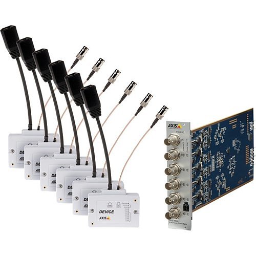 AXIS T8648 PoE+ Over Coax Blade Compact Multi-Channel Migration to IP Kit, 7-Piece, Includes T8646 PoE+ over Coax Blade (6) T8643 PoE+ over Coax Compact Devices