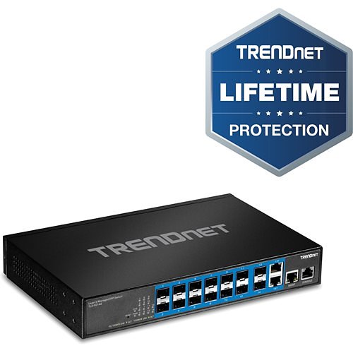 TRENDnet TL2-FG142 14-Port Gigabit Managed Layer 2 SFP Switch With 2 Shared RJ-45 Ports