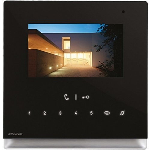Comelit PAC 6602B Icona Series ViP Video Intercom Monitor, Full-Duplex Hands-Free Audio and Touch-Sensitive Controls, 4.3" 16/9 Colour Screen, Black