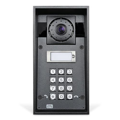 2N 9151101CHRPW IP Force Series, 1-Button Intercom Door Station Module with Camera and Speaker, IP69K12VDCSupports Card Readers, Black