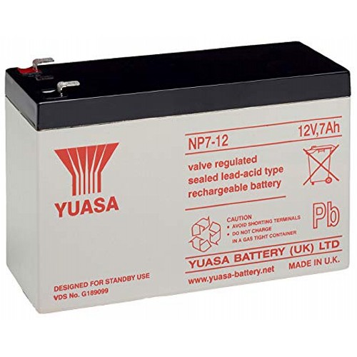 Yuasa NP7-12 Industrial Series, 12V 7Ah Valve Regulated Lead–Acid Battery, 20-Hr Rate Capacity, General Purpose