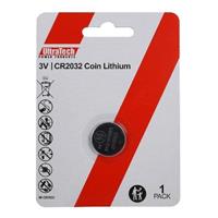 Ultratech CR2032 Ultratech, 3V 0.22Ah Lithium Battery 