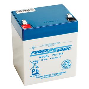 Powersonic PS-1242 PS Series, 12V, 4.5Ah, 6 Cells, Sealed Lead Acid Rechargable Battery, 20-Hr Rate Capacity 