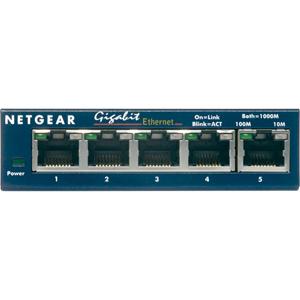 Netgear ProSafe GS105GE 5 Poorten Ethernetswitch - Gigabit Ethernet - 10/100/1000Base-T - 2 Ondersteunde laag - Twisted-pair - Bureaublad, Op muur monteerbaar - 5 Jaar Beperkte garantie