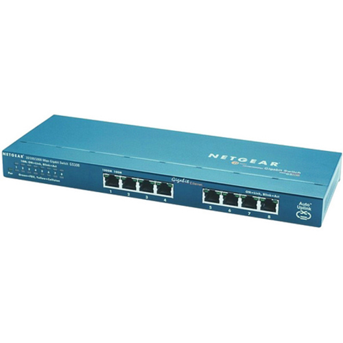 Netgear ProSafe GS108 8 Poorten Ethernetswitch - Gigabit Ethernet - 10/100/1000Base-T - 2 Ondersteunde laag - Twisted-pair - Bureaublad, Op muur monteerbaar - 5 Jaar Beperkte garantie