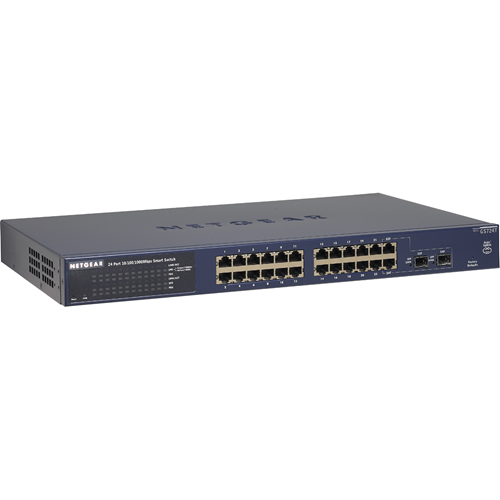 Netgear ProSafe GS724T 24 Poorten Beheer mogelijk Ethernetswitch - 10/100/1000Base-T - 2 Ondersteunde laag - 2 SFP-poorten - Bureaublad, Monteerbaar in rek - Levenslang Beperkte garantie