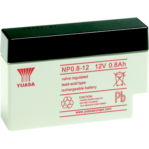 Yuasa NP0.8-12 Multifunctioneel Batterij - 800 mAh - Gesloten lood (SLA) - 12 V DC - Oplaadbare batterij