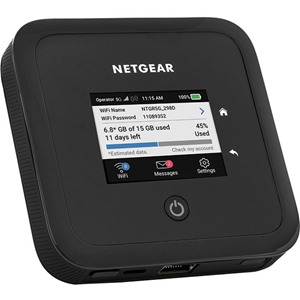 Netgear Nighthawk M5 MR5200 Wi-Fi 6 IEEE 802.11ax Ethernet, Cellular Modem/draadloze router - 5G - Geavanceerde LTE - 2,40 GHz ISM-band - 5 GHz UNII Band - 75 MB/s Snelheid van draadloos netwerk - USB - Gigabit Ethernet - VPN-ondersteund