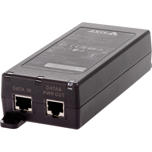 AXIS PoE-injector - 24 V AC Ingang - Gigabit Ethernet Inputpoort(en) - PoE Outputpoort(en) - 30 W - Monteerbaar aan muur/schap/DIN rail - Zwart